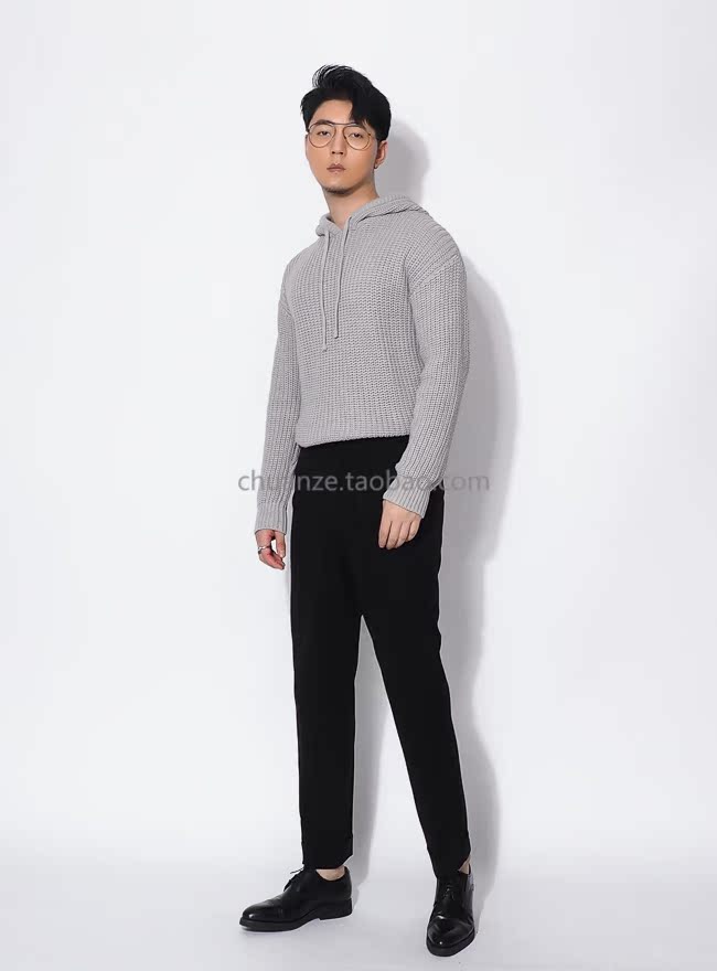 Mùa thu và mùa đông nặng dệt thủ công màu rắn áo len trùm đầu mỏng thủy triều dày retro ấm áo len áo len cổ lọ cho nam