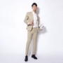 Bộ đồ kaki thêu kaki nam hai dây 2018 mùa thu Hàn Quốc của bộ vest thời trang thanh lịch mỏng áo nam