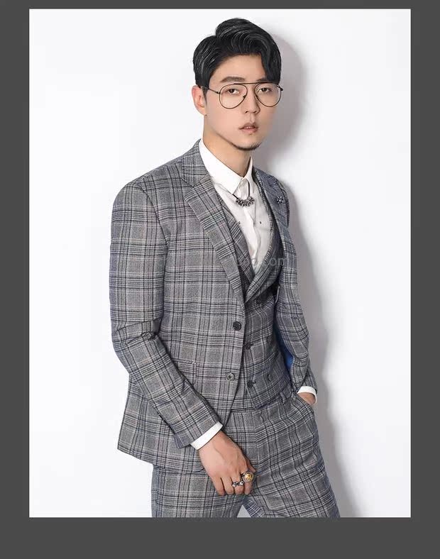 Chuan Ze retro Anh kẻ sọc phù hợp với bộ đồ nam 2018 Phiên bản Hàn Quốc của bộ đồ hai mảnh giản dị phù hợp với bộ đồ nam áo khoác blazer nam