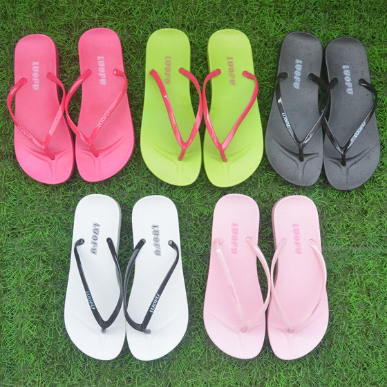Luofu simple style rubber solid color flip flops