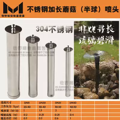 Stainless steel extended mushroom nozzle wide hemisphere pool courtyard rockery Fountain Nozzle landscape 4 minutes-1 inch and a half