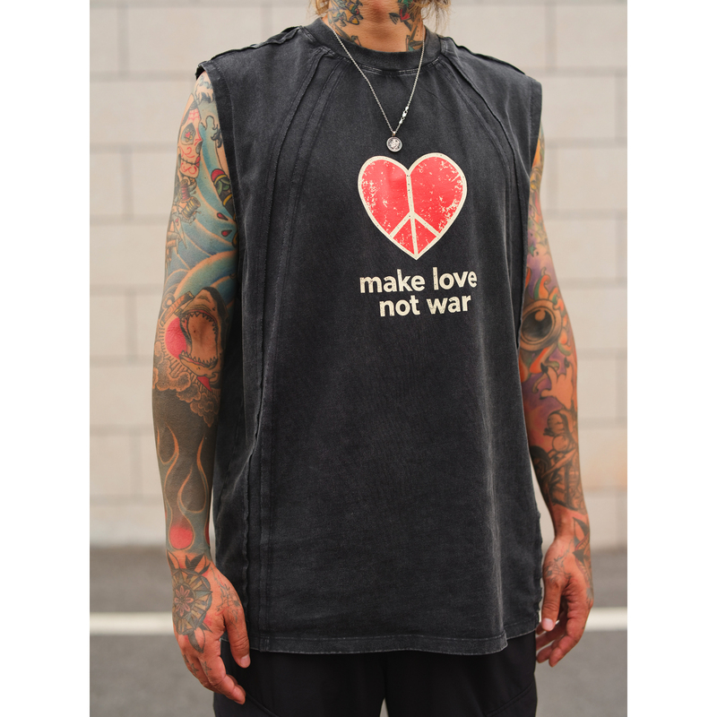 518 Face World Peace Limited Edition Washed Vintage Vest 518 Face World Peace Limited Edition Washed Vintage Vest