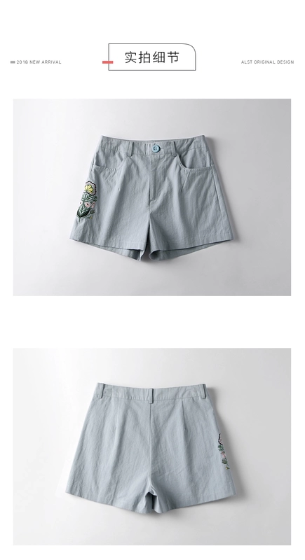 Ai Lusi Ting 2019 Mùa hè Quần cotton mới thêu Quần Hàn Quốc Quần ống rộng Quần thời trang Quần lửng nữ mỏng