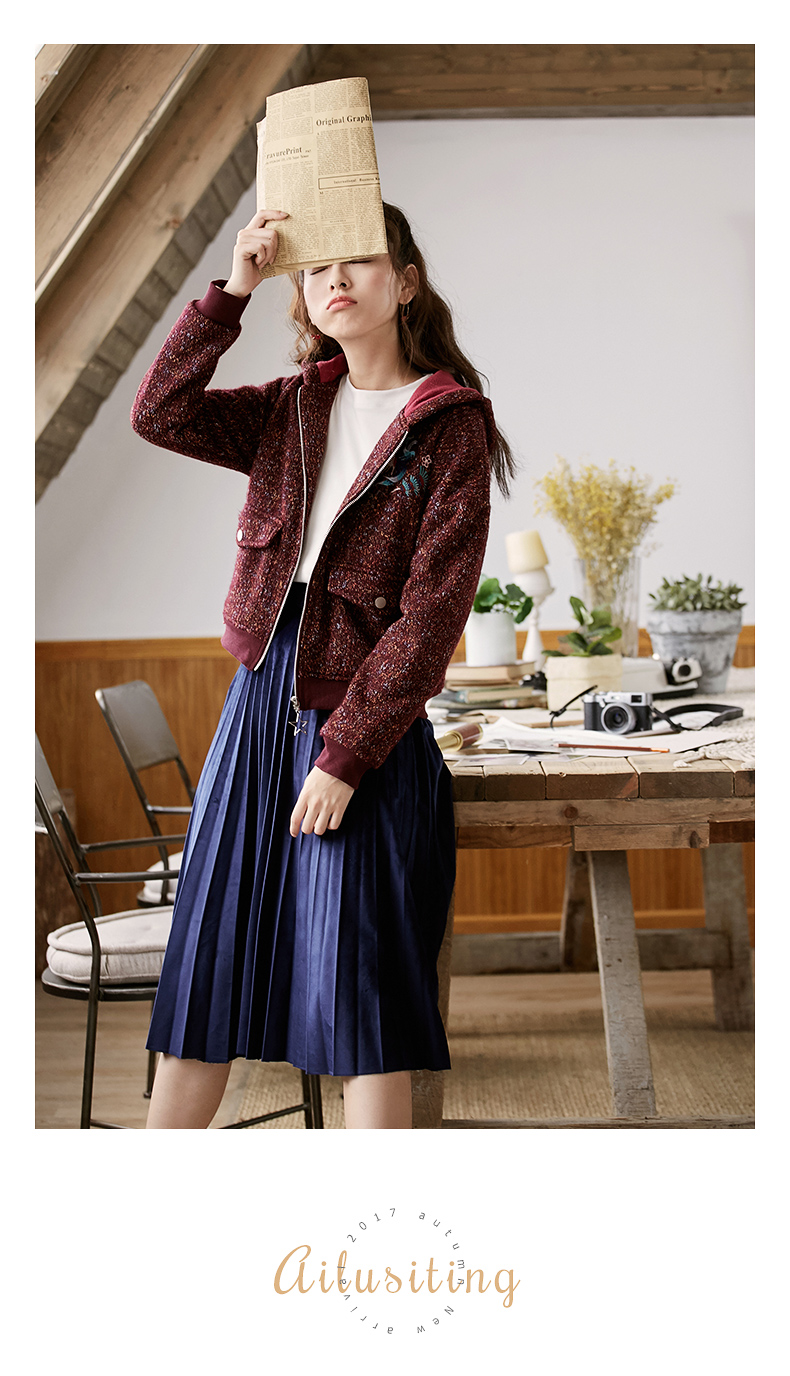 Ai Lusi Ting 2018 mùa đông mới của phụ nữ trùm đầu áo khoác nữ dài tay Hàn Quốc cardigan casual ngắn coat 1277 áo ấm