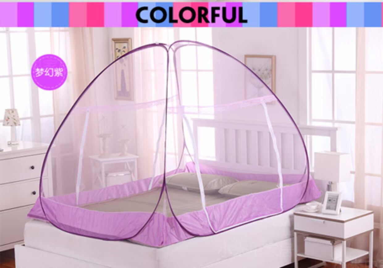 Vải chống muỗi miễn phí lắp đặt không đáy không khóa gấp dây kéo ma thuật lưới yurt muỗi 1,2 / 1,5 / 1,8 m màn chụp gấp gọn thông minh
