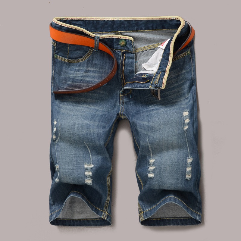 Kích thước lớn lỏng quần denim quần short nam mùa hè phần mỏng quần nam thẳng cộng với phân bón tăng ống túm năm quần