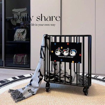Household Wrought Iron Dirty Clothes Storage Basket, High-Value Small Cart, Creative Laundry Basket, Dirty Clothes Basket