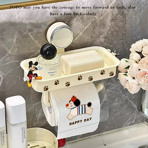 Коробка для туалетной бумаги в горошек для щенка без перфорации, настенная присоска, держатель рулона бумаги, стеллаж для хранения в ванной комнате, коробка для салфеток