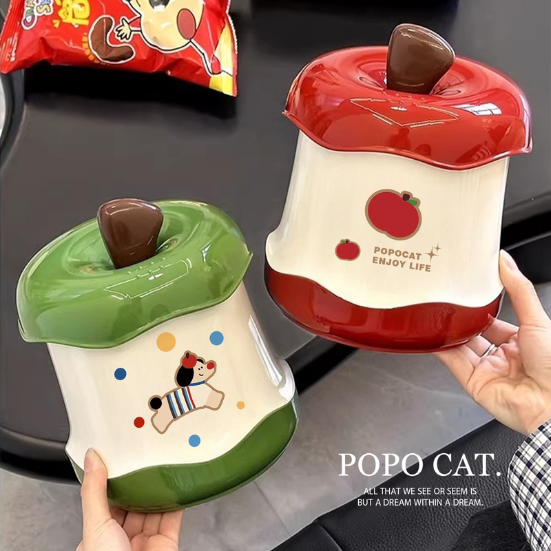 Apple Desktop Trash Can for Home Use, High Aesthetic Mini Trash Bin with Lid, Office Desk Trash Storage Box Decoration
