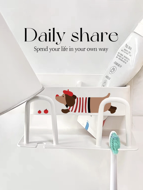 Dachshund Toothbrush Holder, Family of Three Mouthwash Cup Holder, Toothbrush Stand, Bathroom Iron Art Toothbrush Storage Rack