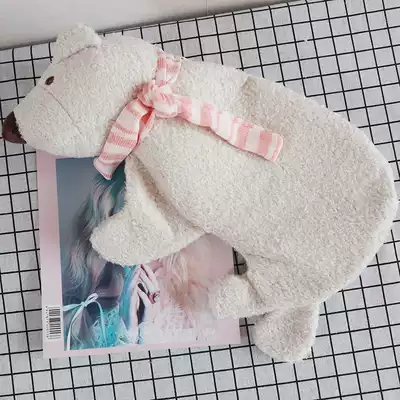 Cute Polar bear hot water bottle water injection flushing winter plush warm water bag Student explosion-proof irrigation bag hand warmer