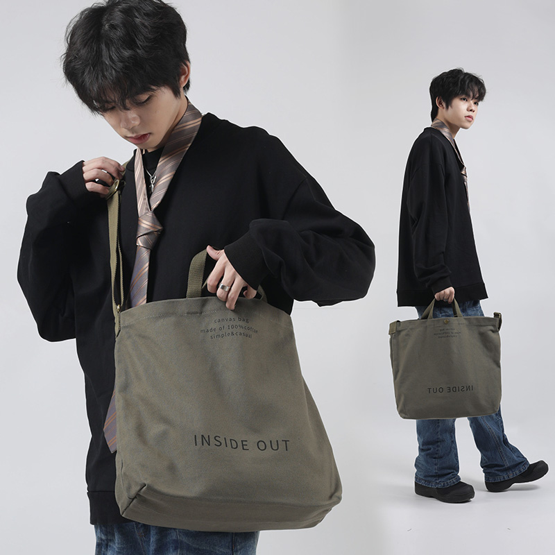 Summer mesh large capacity retro-minimal personality bag male casual canvas single shoulder slope bag