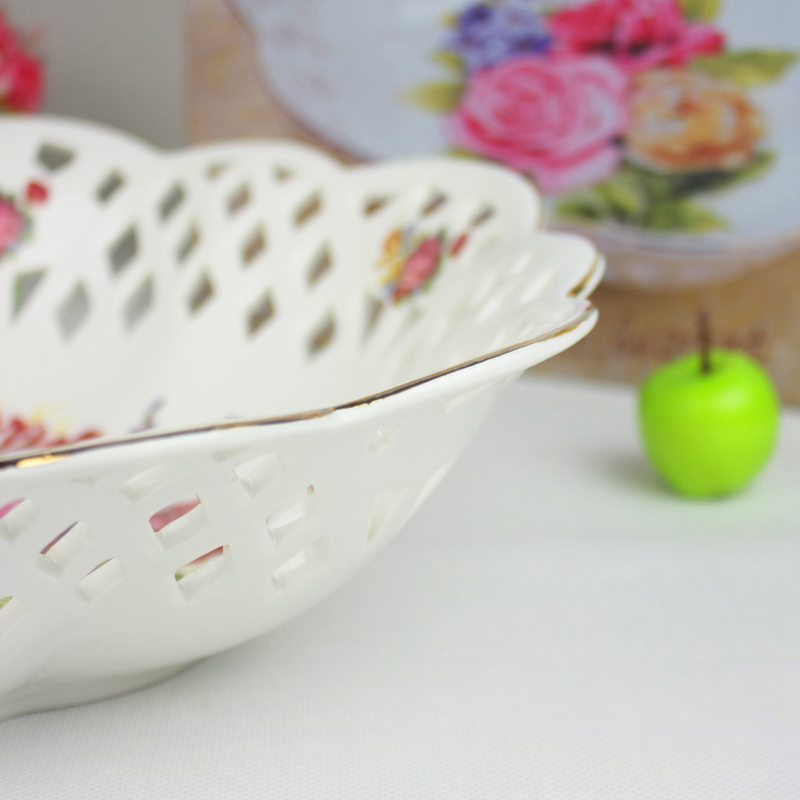 Creative compote snack plate of household ceramic round fruit salad bowl of fruit bowl boreal Europe style of I sitting room