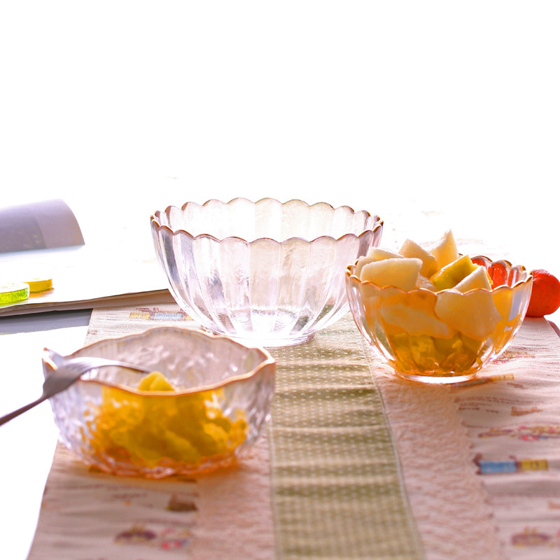 Nordic Bowls Transparent Glass Rice Bowls Home Nets Red Ins Bowls Dish Cutlery Food Salad Bowl Suit Combinations