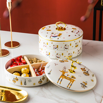 Nordic ceramic split fruit plate home snack plate snacks dried fruit bowl fruit snack plate candy plate Zhaocai living room