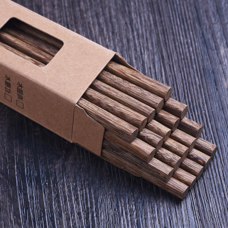 Humbly Chicken Wings Wood Chopsticks Set Household Solid Wood Cutlery 10 Double Wooded Quick No Lacquered Waxed Family Suit