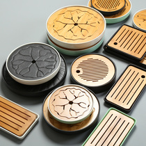 Mingfeng ceramic kung fu tea tray Zen wind black simple small tea tray water storage tea tray bamboo panel porcelain tea tray