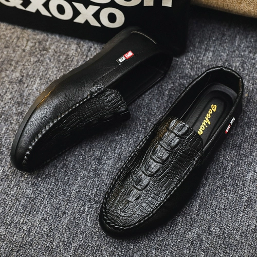 Мальчики для ботинки туфли Doudou Shoes Мужская ленивая обувь кожаная поверхность новая водонепроницаемая 2025 Новая летняя повседневная обувь