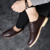 Летняя дышащая обувь для отдыха для кожаной обуви, полуботинки, в корейском стиле