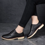 Летняя дышащая обувь для отдыха для кожаной обуви, полуботинки, в корейском стиле