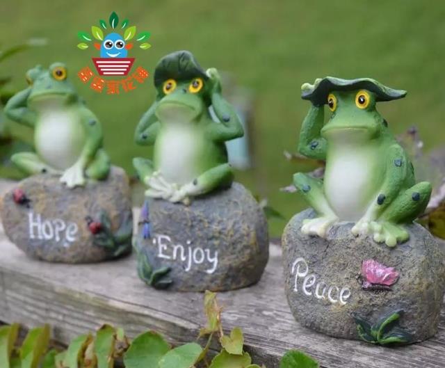 Creative resin frog set three hope peace enjoy garden Garden decoration arts and crafts Garden ornaments