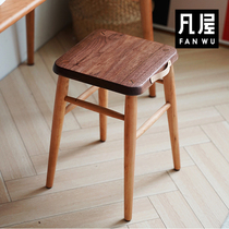 Van house chocolate square stool Solid wood stool Household low stool shoe-changing bench Dining table small wooden stool Cherry black walnut