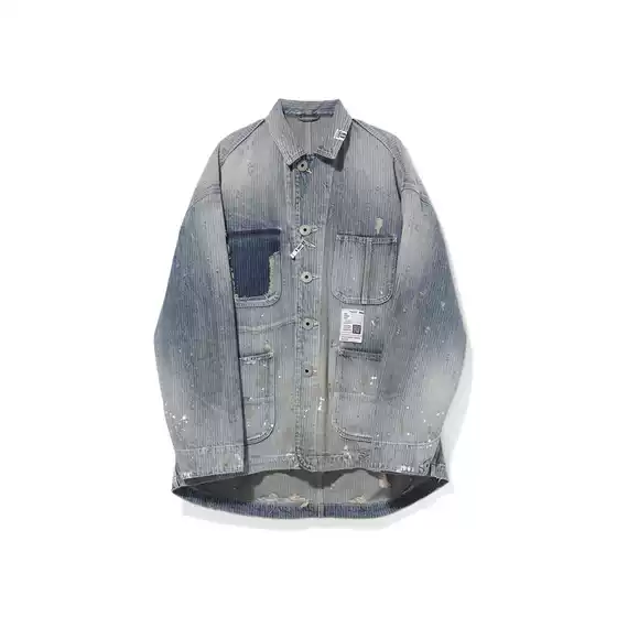 Mihara Yasuhiro Mmy Washed Distressed Ripped Loose Lapel Denim Jacket Trendy