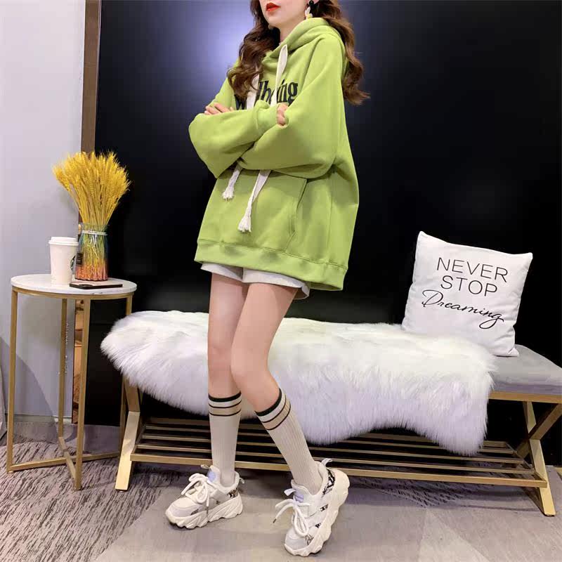 Лён 潮牌新款春秋冬宽松爆款字母连帽时尚外套克莱因蓝加绒加厚卫衣服