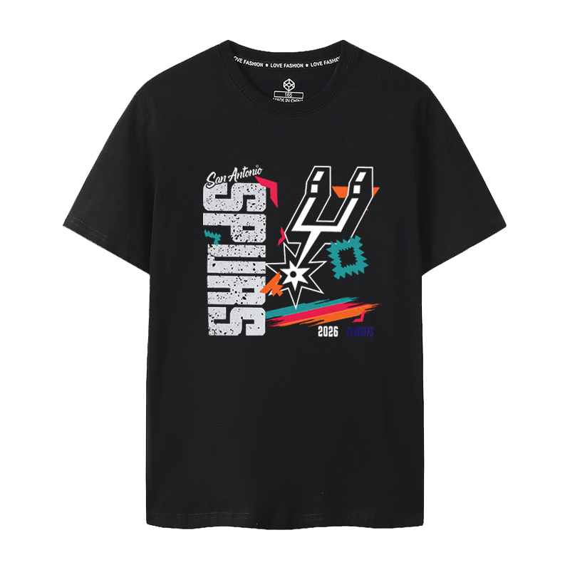2026 New Short-Sleeved T-Shirt Spring/Summer Spurs Team Style Return to the Playoffs City Edition Wembanyama