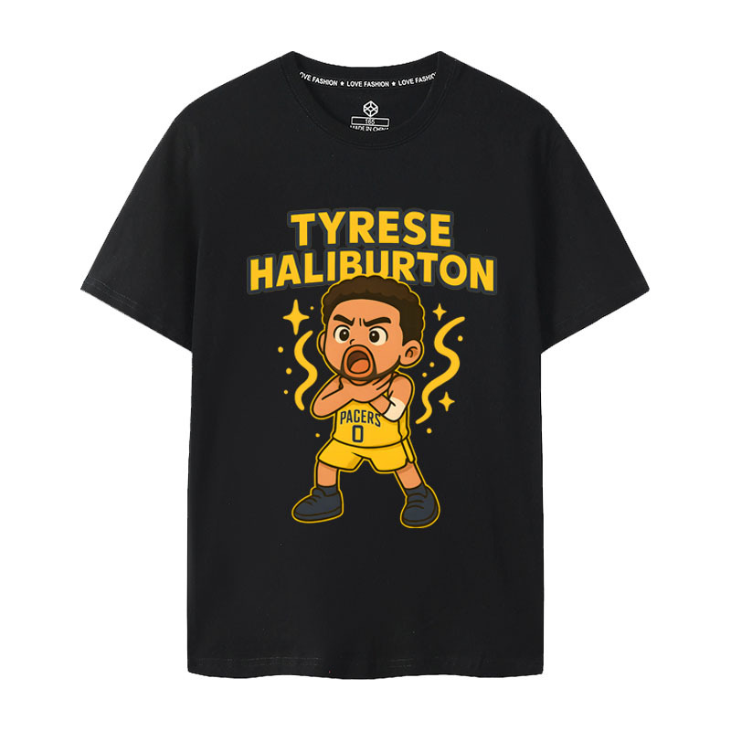 2025 Short-Sleeve T-Shirt Pacers Playoff Home Court Harry Burden Game-Winning Celebration Pure Cotton Basketball Crew Neck Basketball