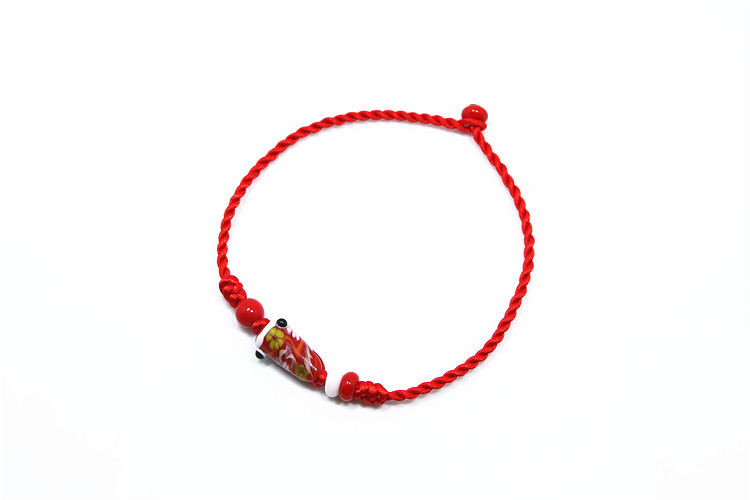 Hạt thủy tinh kiểu Nhật, cá chép, cờ, thủy tinh, vòng chân, dây đỏ nữ, sinh viên đơn giản, năm sinh, chuyển ác, quà may mắn những mẫu lắc chân đẹp nhất