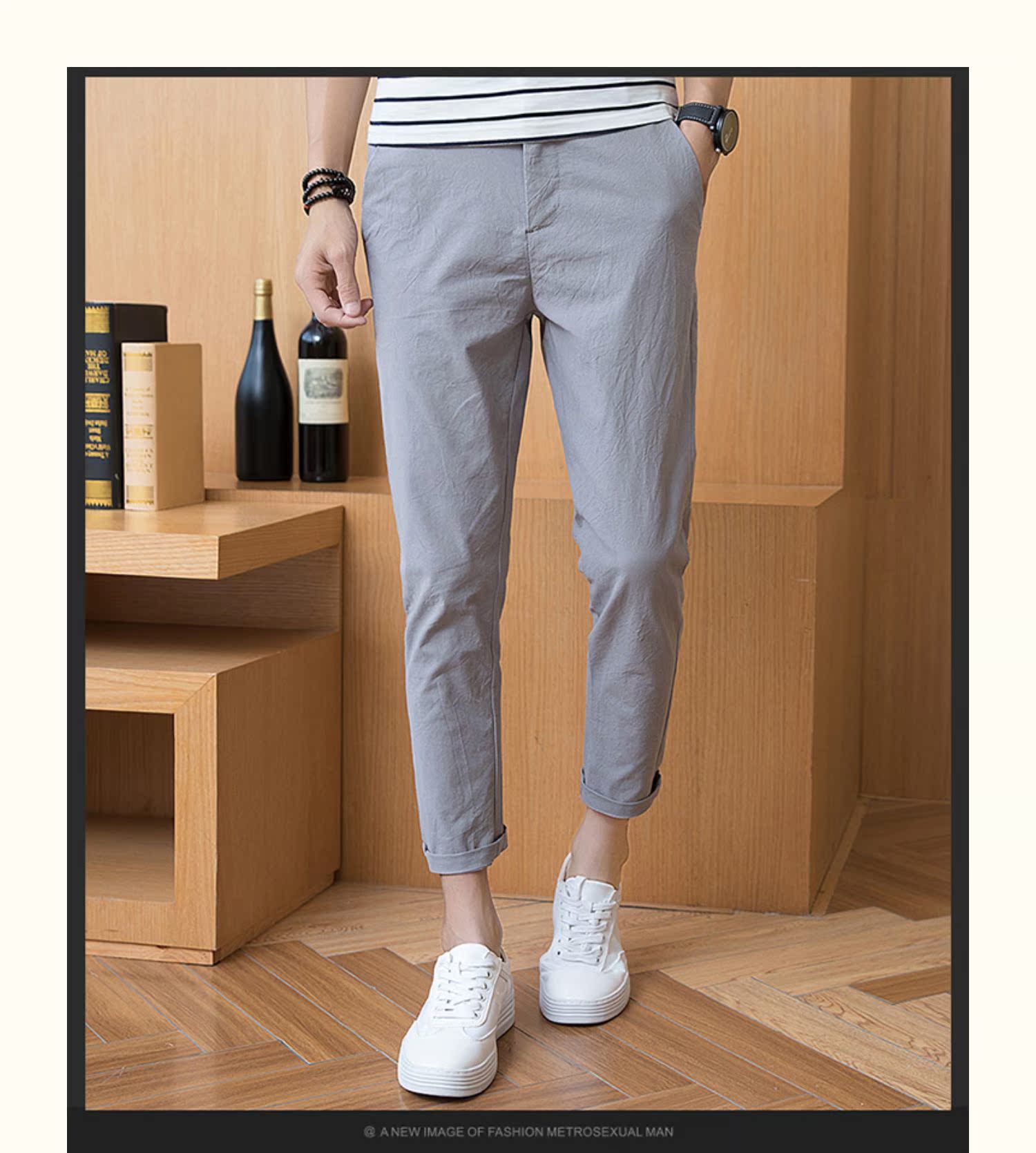 Mùa hè mỏng 2 feet quần âu nam chín quần 27 yard quần Quần mỏng Hàn Quốc quần hẹp chân nhỏ kích thước quần nam - Crop Jeans quần âu nam