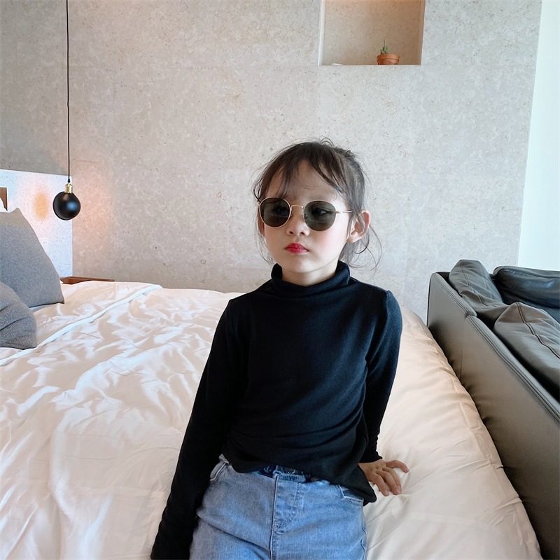 Children's bottoming shirt long-sleeved autumn and winter high-necked boys and girls tencel texture elastic pile collar top soft inner tide