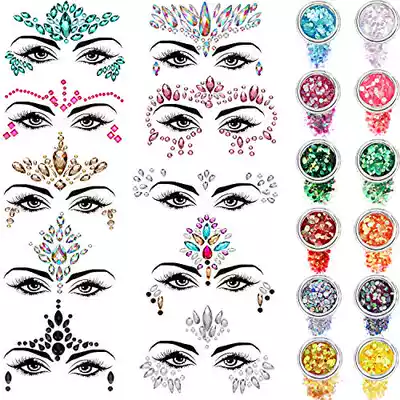 10 Sets Face Gems Glitter Face Rhinestone Stickers