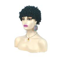 Hot pins Cross-border Africa Europe and America Short Black Hair Black Wig Women Small Short Roll Exploding Headgear Realistic Foreigners Show