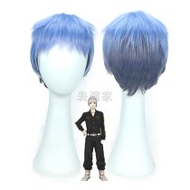 Tokyo Swastika Avengers Reborn Road Three Valleys Long Mixed Grey Blue Purple Crushed Short Hair Cos Wig Realistic Nature