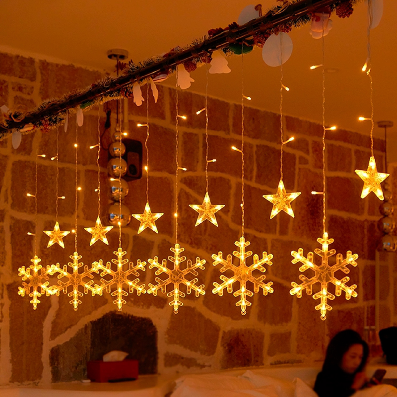 Led Star Lights, Snowflake Curtain Lights, Wedding Room, Shop Window Decoration, String Lights, Christmas Holiday Decoration Lights