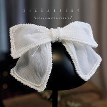 Fugitive Princess Tourist Fairy Hair Accessories Headwear White Double-deck Butterfly Knot Hair Clip Bridal Wedding Dress Accessories Accessories