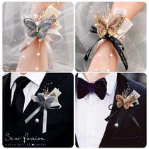 High-end bride wrist flower groom corsage don't flower a set of butterfly bridesmaids wedding ceremony sisters girlfriends group hand flower