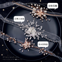 ins hand flower fairy beauty Korean style yarn butterfly Pearl Flower bone flower bone flower Flower bride bridesmaid sister group bracelet