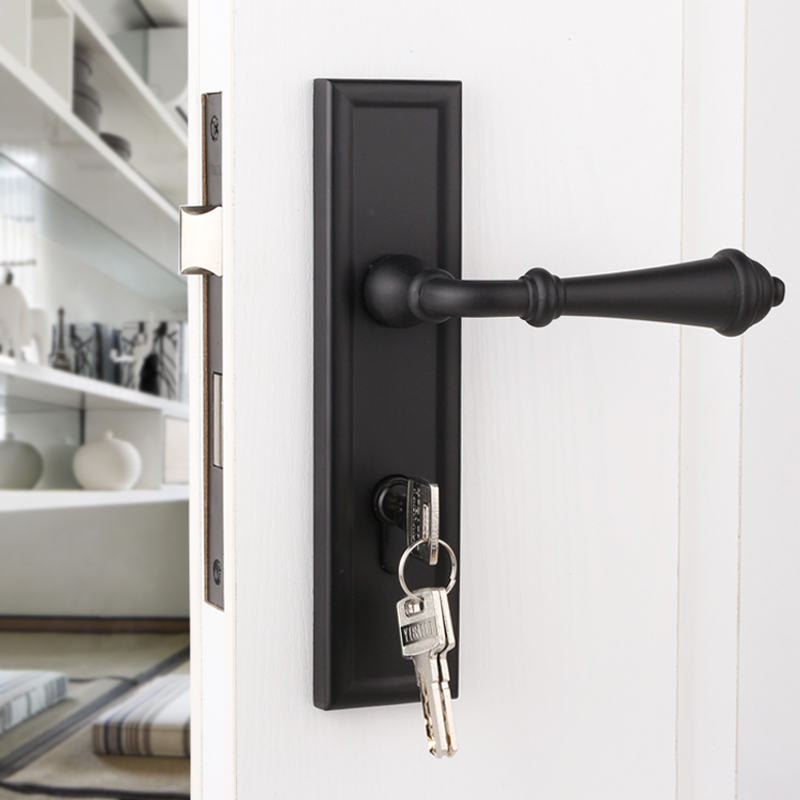 Taiwan Iberly American black door lock indoor green bronze room door lock mute bedroom antique copper door lock home