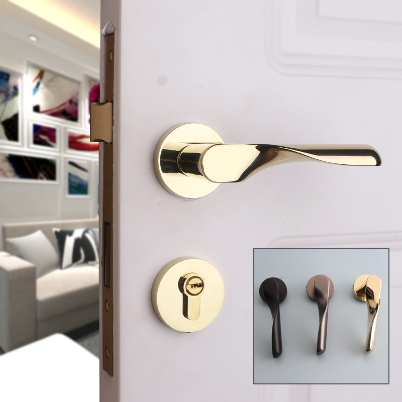 Taiwan Yibli Golden Door Lock Indoor Bedroom Light Extravagant Door Handle Black Room Solid Wood Door Lock Home Lock