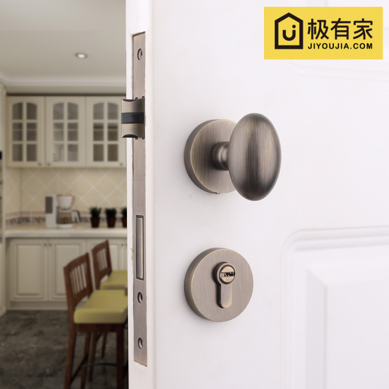 Taiwan Yibaili green bronze door lock modern solid wood room door lock Nordic bedroom indoor mute room door lock
