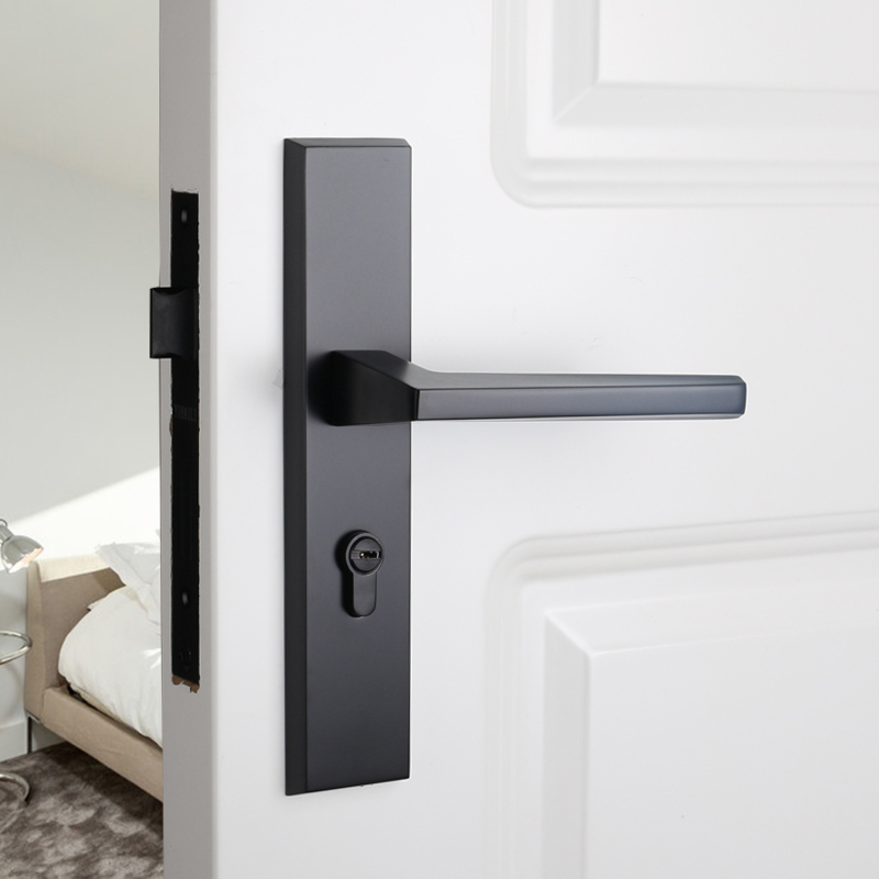 Taiwan Yithyme American black door lock Nordic indoor minimalist silver wire drawing room door lock bedroom mute door lock