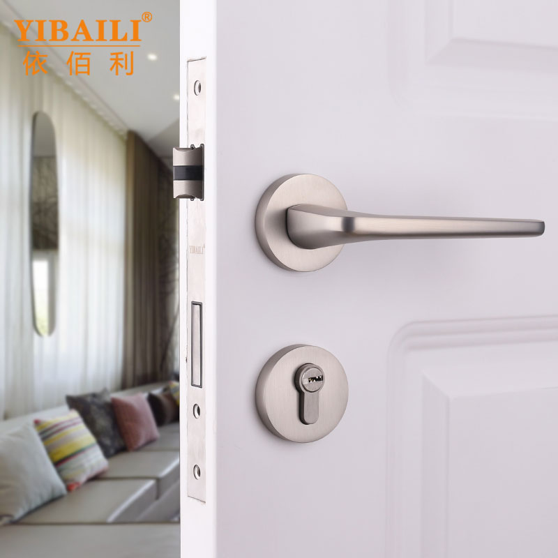 Yibilira silver door lock room bedroom door lock American wooden door handle Nordic quiet simple door lock
