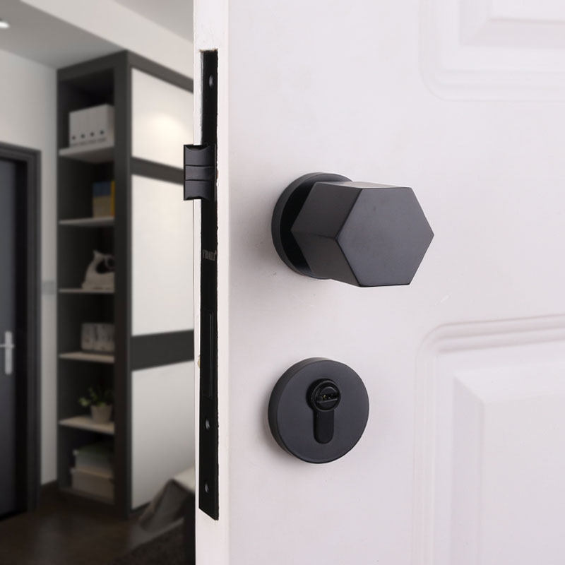 Eberly American black door lock indoor bedroom room spherical door handle Nordic mute simple modern door lock