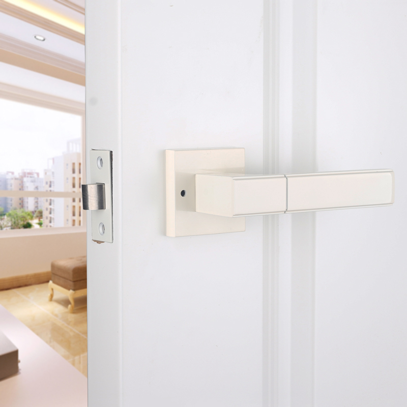 Ythyme American Minimalist Indoor White Door Lock Bedroom Door Handle Bathroom Lock Make-up Room Silent Door Lock Home