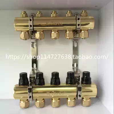 Automatic adjustment brass water divider with pipe joint bracket Floor heating pipe water divider
