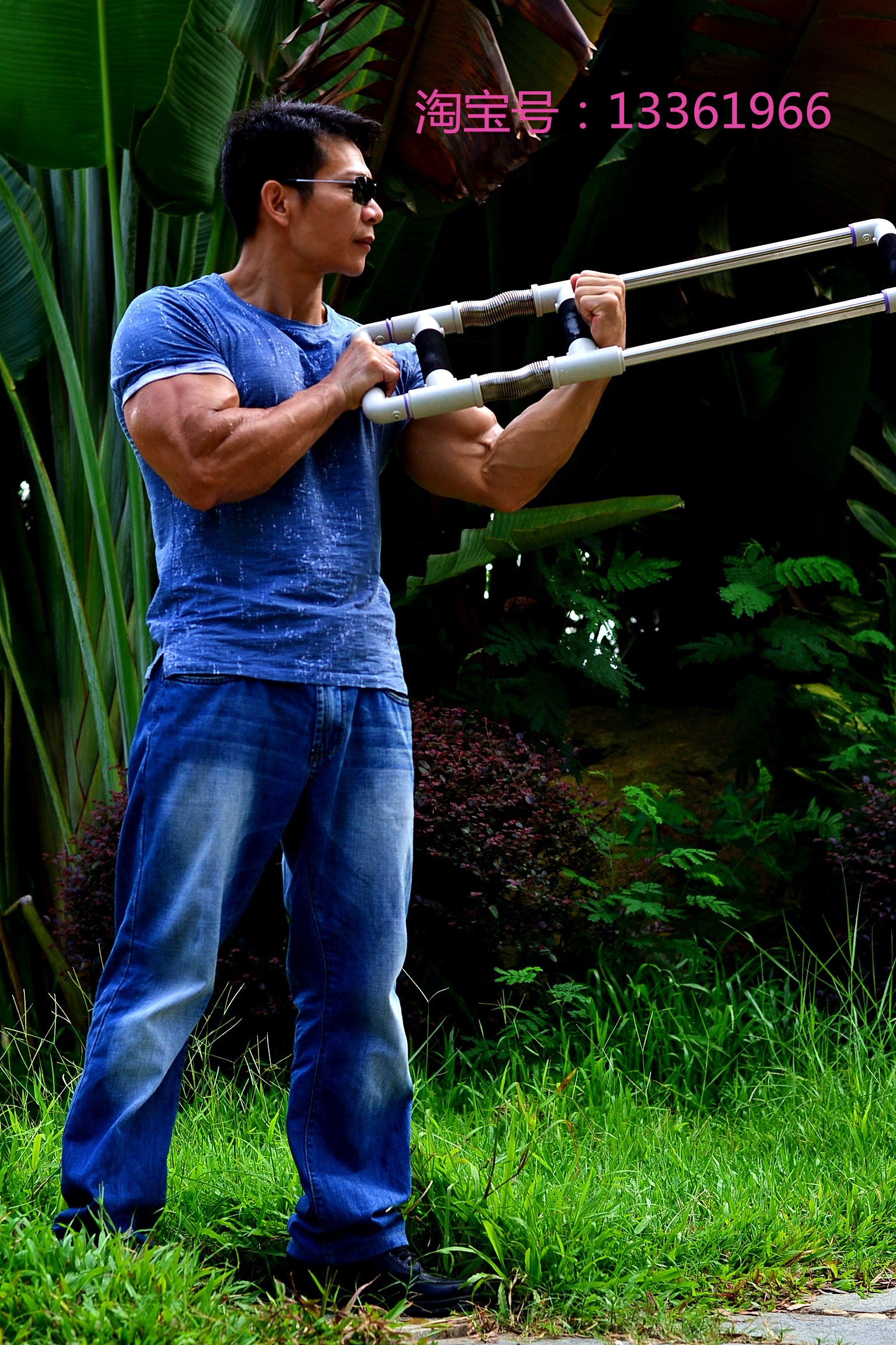 Luo Yuefei fitness equipment Arm force device Arm force rod tension device chest and abdomen two or three heads multi-function pressure trainer