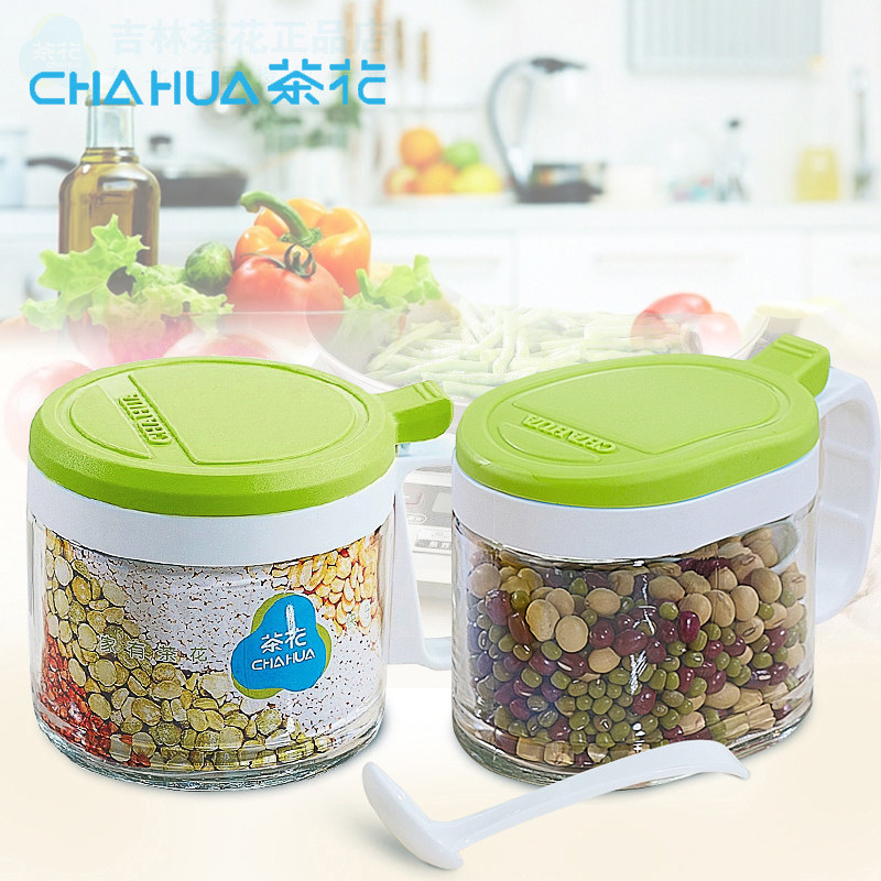 Tea flower salt jars glass Sauce Bottle sauce Seasoning Box MSG Seasoned Bottle Seasoned Jar Sauce box Sugar jar
